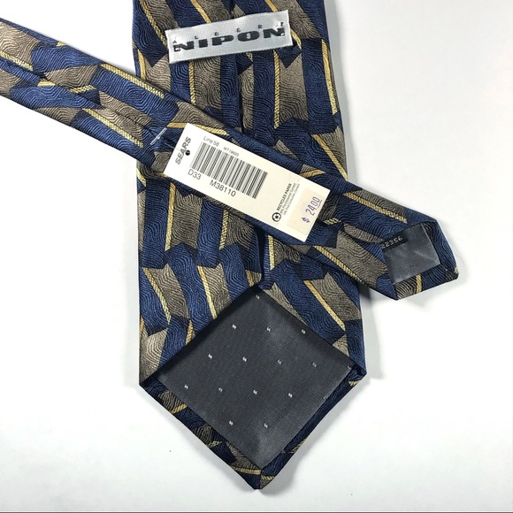 Albert Nipon Necktie Imported Silk Blue Gold NWT - Picture 2 of 5